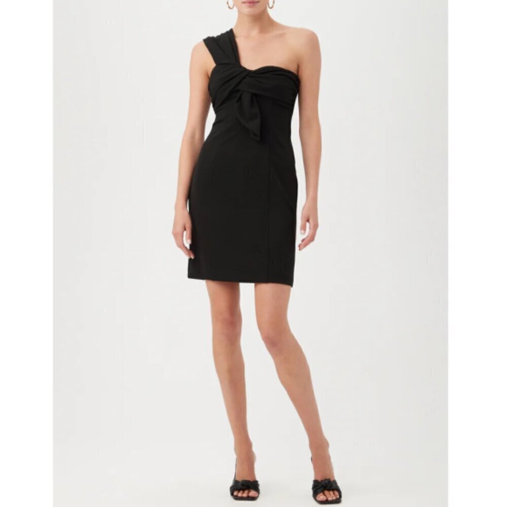Trina Turk 'Times Square' One-Shoulder Stretch-Crepe Mini-Dress, Black